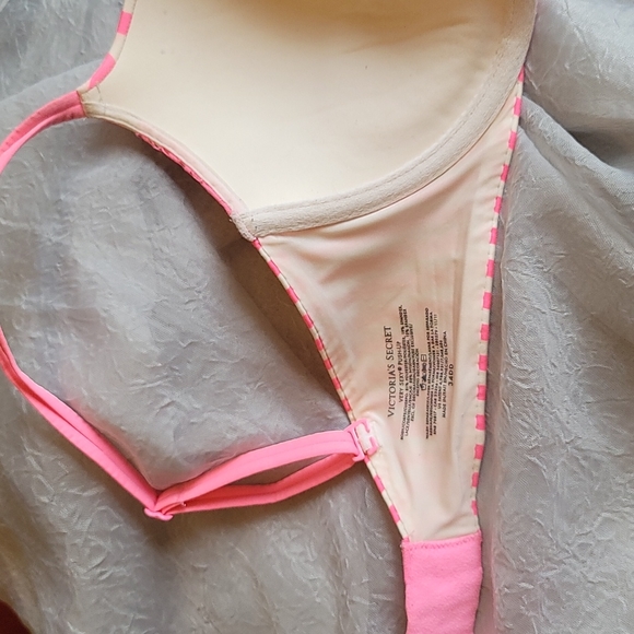 VS VERY SEXY PUSH UP Bright Pink and White VS Stripes With Black Accentbow 34DD - Picture 7 of 10